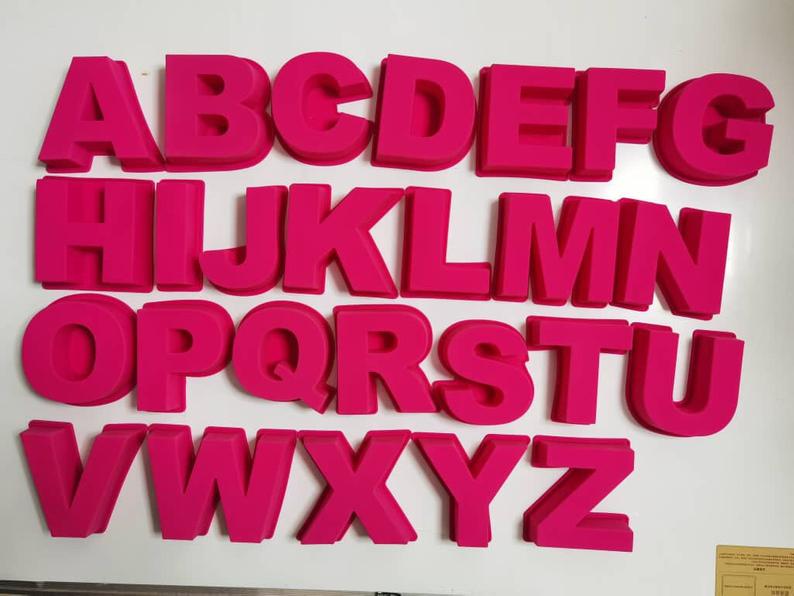 MoldyfunDE-CZ Obří růžová písmena A - Z (jednotlivá písmena nebo jako kompletní sada 26 písmen) - ideální pro pryskyřice nebo pečení!